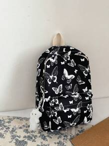 Versatile Small Butterfly Backpack, Full Body Butterfly Pattern Backpack, Zipper Fashion Backpack, Travel Avant-Garde Daypack, Perfect Gift For Anniversary Celebrations, School Events,  Student And Back To School Beautiful Gift - Black - View 3