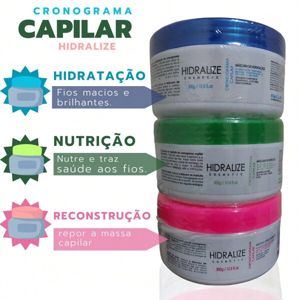 Cronograma Capilar Hidralize Hidratação Reconstrução Nutrição 3x 300gr