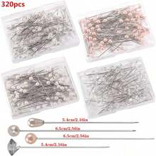 200/320pcs Bouquet Pins Flower Pin,4 Styles Pearl Head PinsCrystal Head Corsage Pins For Dressmaking Jewelry FlowerDecoration(Mixed) Multiple Sizes