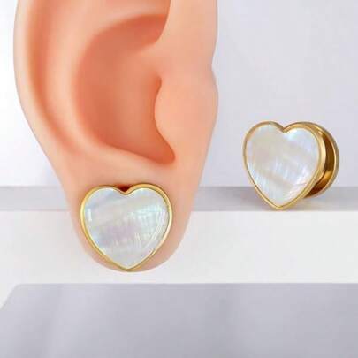 2pcs Elegant Conch Heart Ear Gauges Plugs Tunnels Stretcher 316L Stainless Steel Wedding Ears Expander Piercing Body Jewelry