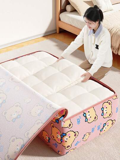 1PC Multi Functional Storage Bag, Quilt Storage Bag, Miscellaneous Storage Bag, Clothing Storage Bag, Moving Bag, Luggage Mobile Bag, Reinforced And Comfortable Handle, Upgraded And Thickened Fabric, Two-Way Alloy Zipper, For Lipstick, Brush, Skincare, Mobile Phone, Coin, Small Items, For Home, Gift, Vacation And Festival Halloween Christmas Multifunctional Use,Boho Vibes