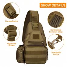 HUNTVP Tactical Chest Bag Military Shoulder Bag Tactical Chest Sling Pack MOLLE  Crossbody Bag Military Shoulder Bag Mini Single Strap Backpack For Travel Hiking Camping - Brown - View 6