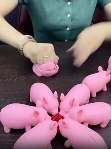 Stress-Relieving Squishy Pig Toy, Slow Rising Release Pressure Toy - Pink - View 2