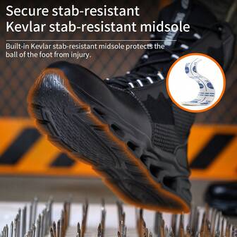 Botas de moda de corte alto, puntera de acero, resistente a impactos, a prueba de pinchazos, material de malla ultraligero transpirable, zapatos de trabajo de seguridad