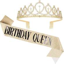 2pcs/Set Birthday Queen Sash Ribbon And Tiara For Women Including Birthday Crown, Sash Ribbon Candles And Cake Topper, Birthday Gifts For Happy Birthday Party Favor Supplies Suitable For Any Age,Christmas - Queen - View 17