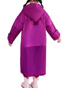 1pza impermeable chubasquero economico sencillo color liso para niños ideal para tiempos de lluvia elastico y amplio - Rosa Roja - Ver 2