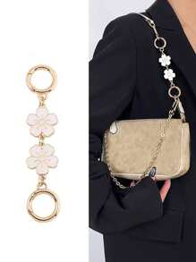 櫻花圖案包鏈升降鏈換肩帶。櫻花造型扣式包鏈包肩帶包配件包擴展鏈用於手拿包和錢包制作吊墜包配件替換零件 - 白色 - 查看 2