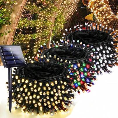1pc 5M/7M/12M/22M, 20/50/100/200 LEDs Light String, Solar String Light Waterproof Solar Outdoor Light Strip, 8 Lighting Modes, Solar Light String For Garden, Camping, Party Independence Day Christmas Wedding Prom Birthday Courtyard Decoration