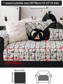 1入通用四季沙發墊，現代簡約防滑沙發套面料，可水洗，防塵，防污，不褪色，適用於L型，1-，2-，3-，4-座沙發 - 黑與白 - 查看 14