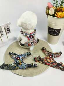 1pc Printed Tactical Dog Harness With Chest And Back Anti-Explosion Design, Suitable For Small, Medium, And Large Dogs - Multicolor - View 7