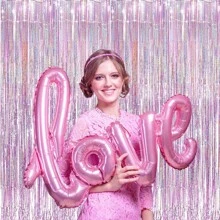 2pc 1*2m Metallic Foil Fringe Curtains Metallic Tinsel Photo Booth Streamers Backdrop For Birthdays, Stranger Theme, Music, Prom, Christmas Party Decorations - Purple - View 4