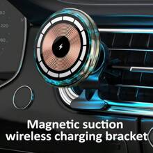 15W Magnetic Wireless Fast Charging Car Mount With Active Absorption And Quick Charge Function, Compatible With Apple Smartphone, RGB Light, Wireless Charger For Car - Blue - View 1