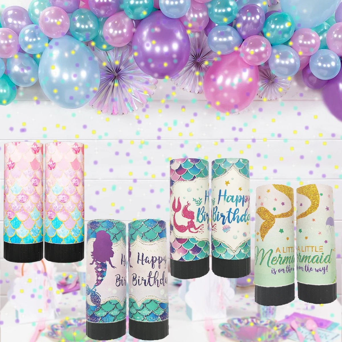 2PCS, Themed Push Pop Birthday Confetti Fireworks Tube Confetti Cannons