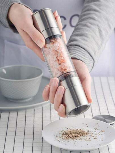 Molinillo de Pimienta y Sal 2 en 1 Moledor de Acero Inoxidable Coctelera, con Núcleo de Molienda de Cerámica y Botella de Transparente con Compartimentos,para Moler Sal y Pimienta Simultáneamente,decoraciones de Halloween, disfraces de Halloween, decoración de otoño, decoración de festivales,navidad