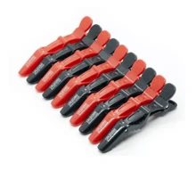 Pinza Para Cabello Tipo Dedo Plastico Negro/rojo 10pzs Color Rojo/negro - pinza de cocodrilo para cabello - Ver 2