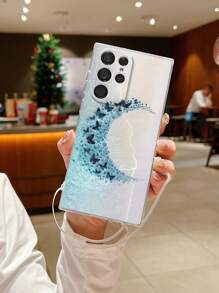 Moon新款蝴蝶印花透明手机壳，带挂绳，防震保护套，兼容 15/15 Pro Max/P13/P14/P11/XS/XR/78P/78GES2，兼容三星A50/A12/A32/A52/A72/A51/A21S/A13/A14/S22 Ultra/S23/A33/A53/S20FE，兼容小米Redmi 11/Note11/9a/9c/Polox3nfc/Redmi10/Redmi9/Note9/12c/Note11Pro/Redmi10c/Note8Pro手机壳，国际版，非国内版 - 彩色 - 查看 3