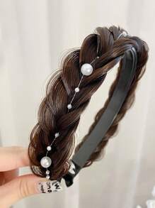 Elegant Bohemian Style Braided Wig Headband, Non-Slip Teeth Design, Hair Accessory For Girl