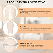 22英吋模特假髮盤發模型，假髮架三腳架模特頭，假頭盤髮展示造型頭，假髮製作展示的擺放頭套裝與假髮帽、T+C型針頭套裝和刷子（隨機配色） - 白色 - 查看 5