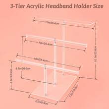 Acrylic Jeweled Headband, Transparent Hairband, Elastic Headband Organizer And Display Rack With 3 Tiers - Clear - View 3