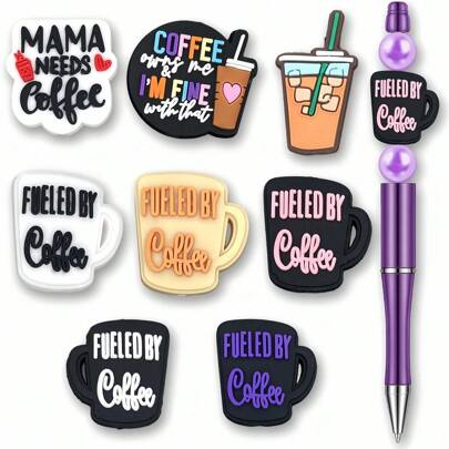 5/8/16 piezas Cuentas de color café para bolígrafos, cuentas de enfoque de silicona sueltas para llaveros, brazaletes, fabricación de joyas