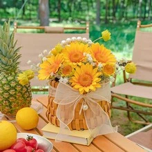 1pcMother's Day Willow Hand-Held Flower Basket Flowers Dry Flower Basket Hand-Woven Flower Basket Fashion Companion Gift - Wood Color - View 10