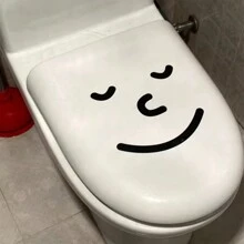 Autocollant de décoration de couvercle de toilette, autocollant de décoration de meuble avec une expression souriante, convient pour la décoration de couvercle de toilette et d'armoires, de verre, de dispositifs électroniques, de chaises et de poubelles - noir - Voir 4