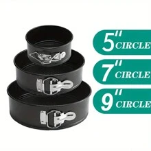 3 Pieces Of Spring-Lock Cake Pans (5 Inches/7 Inches/9 Inches), Detachable Bottom Baking Cake Molds, Loose-Bottom Baking Pan, Non-Stick Cheesecake Pan, Leak-Proof Round Cake Baking Pan, Oven Accessories, Baking Tools, Kitchen Accessories - Black - View 10