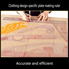 1pc Clothing Pattern Grading Ruler Set, Including Triangle Ruler, Multi-Purpose Drawing Ruler, Garment Design & Pattern Scaling Ruler, Sleeve Cage Curve Ruler, Button Ruler. 10 Types Of Pattern Rulers For Clothing Design & Pattern Making. - Clear - View 6