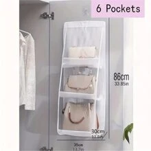 1 Máy Tính 6/8 Lưới Tiết Kiệm Không Gian Túi Tổ Chức, Nhiều Lớp Treo Túi Xách Ví Sắp Xếp Cho Tủ Quần Áo Tủ Quần Áo, Túi Đựng Đồ - trắng - Xem 9