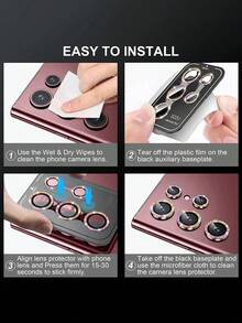 Camera Lens Protector Compatible With Samsung Galaxy S23 S24 Ultra, Glass Back Anti-Drop Phone Camera Protection Case Compatible With Samsung S22 Ultra. - Black - View 5