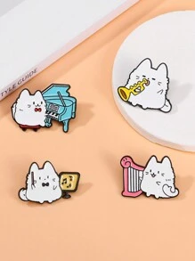 Cartoon Cat Brooch, Symphony Orchestra Series, Violin & Piano Instrument Combination, Creative Badge For Playing Music, Cute Personalized Accessory For Clothes, Bags, Etc.