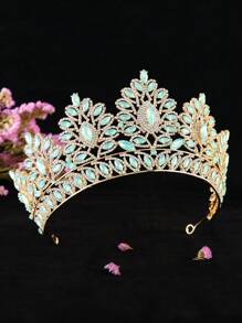 1件时尚新款玻璃水钻锌合金新娘头饰，适合女性婚礼、节日、生日和派对佩戴，亦可作为情人节配饰。 - 合金半冠 - 查看 2