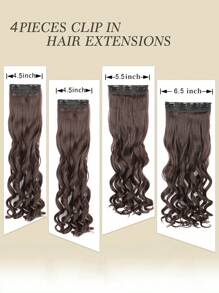 Extensiones de cabello con clip de fibra sintética rizada de 20 pulgadas de largo, gruesas y suaves, con clips de pelo sintético para uso diario por mujeres (color marrón oscuro)
