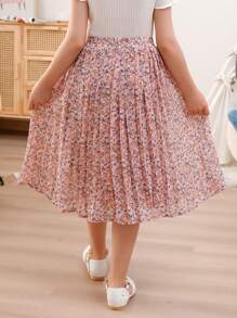 GORLYA Tween Mädchen Bohemian Chiffon Plissee A-Linie Swing Maxirock, elastischer Bund, geeignet für Freizeitausflüge, Shopping, Spaziergänge, den Schulanfang, Abendessen, Partys usw.