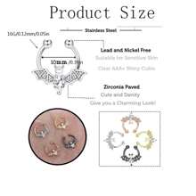 1入時尚可愛316L不銹鋼萬聖節蝙蝠假鼻環女男適用，夾層珍珠蝙蝠鼻環，立體極光氧化鋯石非穿孔鼻環飾品，適合日常、派對和假日穿著 - 1pc - 查看 2