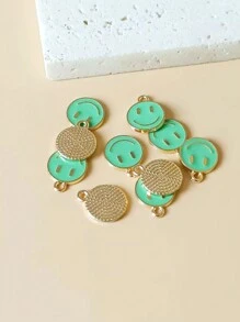 20pcs Mixed Color Zinc Alloy Emoticon Design Bead For Diy Necklace, Bracelet Making