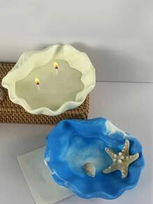 1入組貝殼形燭台矽膠模具，創意珠寶收納盤水果碗矽膠模具，DIY石膏樹脂混凝土石膏裝飾模具，家居裝飾 - 模具 - 查看 5