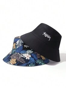 1入組男女皆適用的反轉漁夫帽，夏威夷字母刺繡，遮陽，美式風格，全配對，防UV漁夫帽 - 彩色 - 查看 11