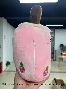 1入組直徑24cm/9.44in咖啡色搞怪模擬草莓奶茶杯枕頭公仔毛絨玩具，可愛的收藏裝飾青少年生日禮物 - 彩色 - 查看 8