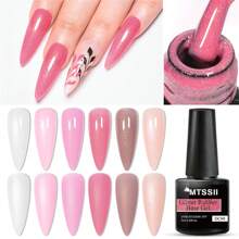 6件套闪光橡胶底指甲油套装，粉色闪光凝胶指甲油套装，7毫升变色龙锈棕色金箔凝胶美甲套装，半永久可卸凝胶指甲油UV LED凝胶指甲油美甲套装DIY沙龙居家美甲护理，女士礼物 - 彩色 - 查看 11