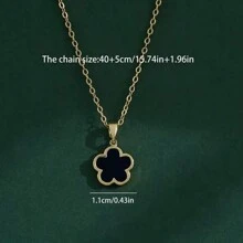 1 pieza Collar con colgante de trébol de cinco hojas de estilo fresco para mujeres - flor de cinco hojas - Ver 6