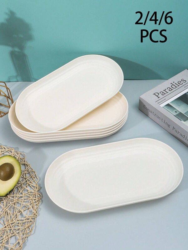 Set de 2/4/6 bandejas ovaladas reutilizables, soportes de servir resistentes para el hogar, la cocina, fiestas, postres, camping y picnics, ideales para platos, aperitivos, huesos y postres, regalo de Navidad