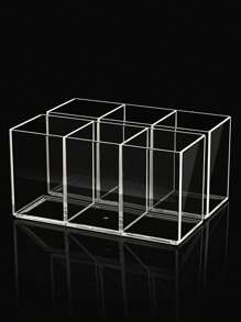 1pc Acrylic Brush Holder, Clear Plastic Cosmetic Brush Holder For Desk, Perfect Makeup Organizer Solution For Makeup Brushes, Pencils In Bathroom, Bedroom, Decor, Storage, Travel Essentials