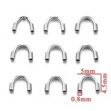 50 Pcs 304 Stainless Steel U-Button Wire Guard For Jewelry Making Accessories Wire Protection Ring Clip Connector DIY Jewelry Accessory Wire Guard