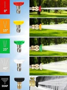 1套/5入組不銹鋼1/4快速插拔噴嘴多功能風扇和直線快速連接器洗車槍頭配件套件 - 噴嘴 - 查看 3