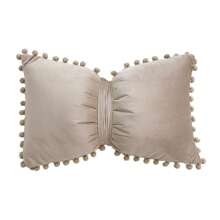 1pc Velvet Bow Knot Pillowcase Without Pillow Core, Cute Square Pillowcase With Pom Pom Bow Knot, Living Room Sofa Decoration Gifts Birthday Graduation - Multicolor - View 16