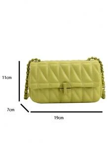 時尚魚骨編織款斜挎包-女士精緻PU材質包，安全轉扭鎖設計 - 綠色 - 查看 12