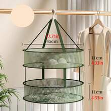 1pc Laundry Basket & Clothes Drying Net With Clothespin For Socks,Blue Sweater & Underwear Hanging Dryer Rack - Dark Green - View 2