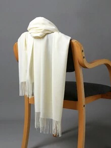 1入組女士純色流蘇長款圍巾，薄款多功能仿羊絨圍巾，全年適用，可作為冷氣披肩，簡約優雅的仿羊絨保暖圍巾 - 彩色 - 查看 12