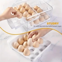 1 PC Refrigerator Egg Storage Box, Drawer Style Fresh-Keeping Box, Kitchen Egg Cardboard Box Tray, Stackable Double-Layer Egg Rack, Can Hold 30 Eggs At A Time (Multiple Colors Available),Storage,Kitchen Organiser,Kitchen Items,Room Decor,Home Decor. - Multicolor - View 5